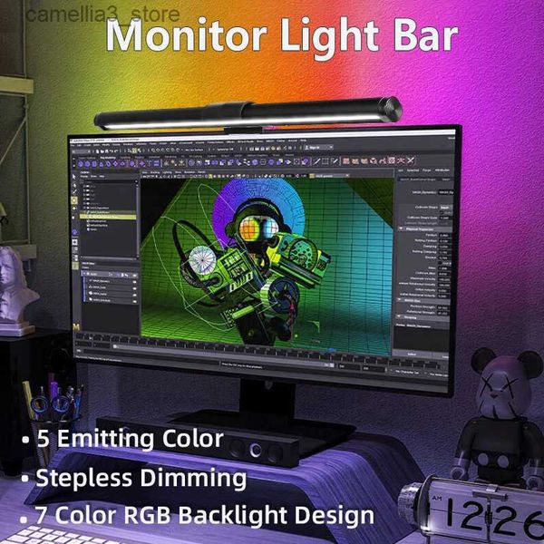 Lampade da scrivania Luce per computer a LED Luce per schermo Dimmerazione continua Luce da lettura Lampada da scrivania Lampada USB Retroilluminazione RGB Monitor Barra luminosa Luce da ufficio Q231104