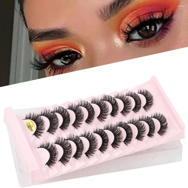 Cílios postiços 10 pares wispy grosso natural onda artesanal fofo 7d imitação extensão de cabelo de vison para maquiagem dos olhos