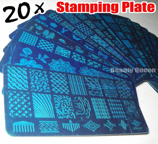 NUOVO 20pcs xl Piatto di timbro per unghie completo Piatta Design completo Discotto Stencil Transfer Polish Print Modello QXE01209964914