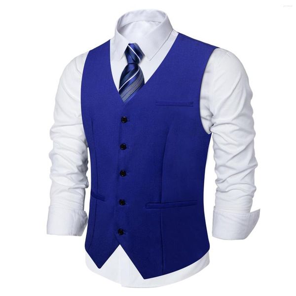 Gilet da uomo Uomo Royal Blue Rayon Poliestere Gilet da lavoro Matrimonio formale Rosso Nero Cachi Giacca slim con scollo a V Gilet Gilet Drop