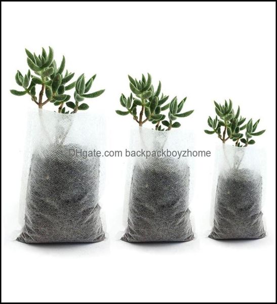 Plantadores Potes 400 Pcs Misturado Planta Biodegradável Não Tecido Berçário Crescer Sacos Tecido Mudas EcoFrie Backpackboyzhome Dhg1R7626187