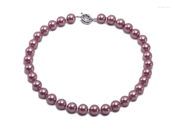 Girocollo Terisa Gioielli con perle Collana con conchiglia rotonda rosso bordeaux da 12 mm per donna T-SP018