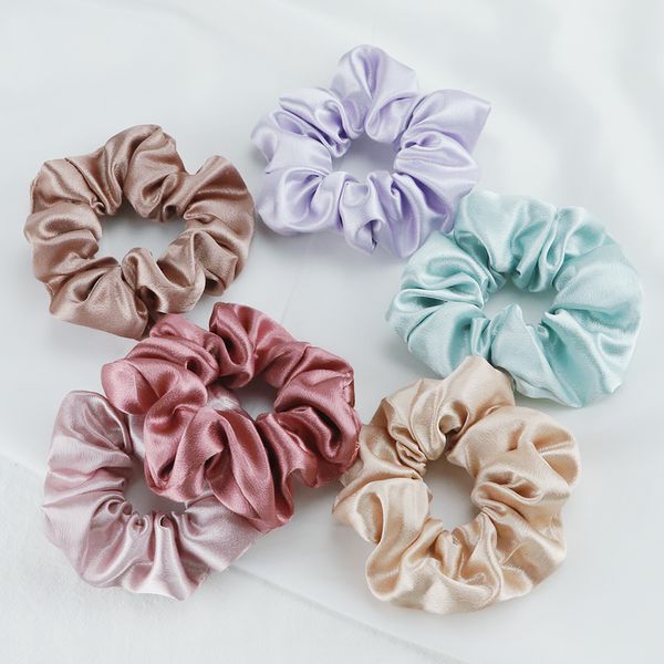 Elastici per capelli 5PCSLot Fashion Silk Satin Scrunchies Fascia per capelli Fascia per capelli in gomma elastica grande Donna Gilrs Porta coda di cavallo Accessori per cravatte per capelli 230403