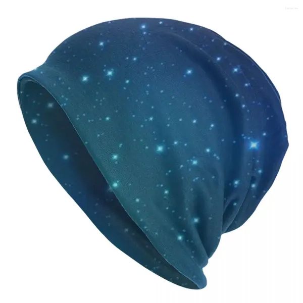 Береты для мужчин и женщин зимние теплые шапочки ночное сияющее звездное небо повседневная мягкая вязаная шапка
