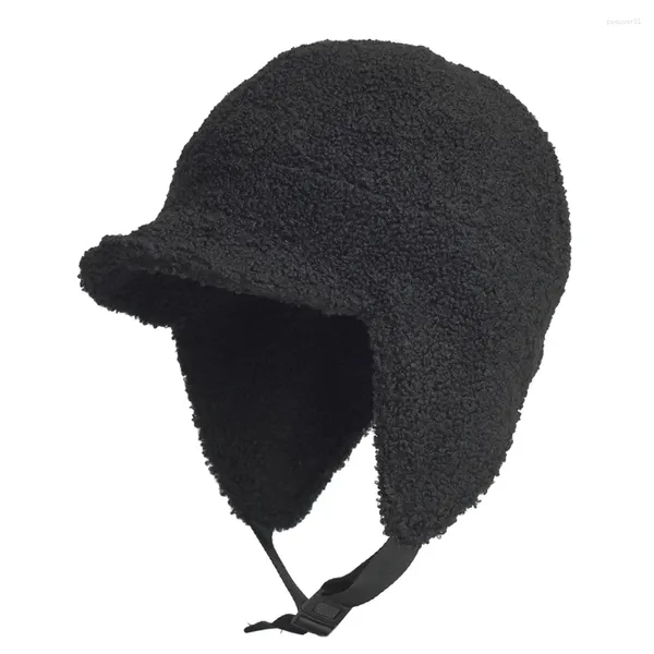 Berets Outdoor Fleece Warm Winter S com viseira à prova de vento Earflap Caveira Cap Trapper Hunting Ski Chapéu