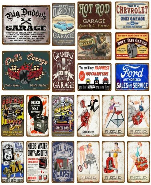 2021 Divertente Progettato Asta Garage Decor Targhe in metallo vintage Targhe in metallo per auto d'epoca Strumenti a batteria Piastra per arte della parete Shabby Chic Painti9306284