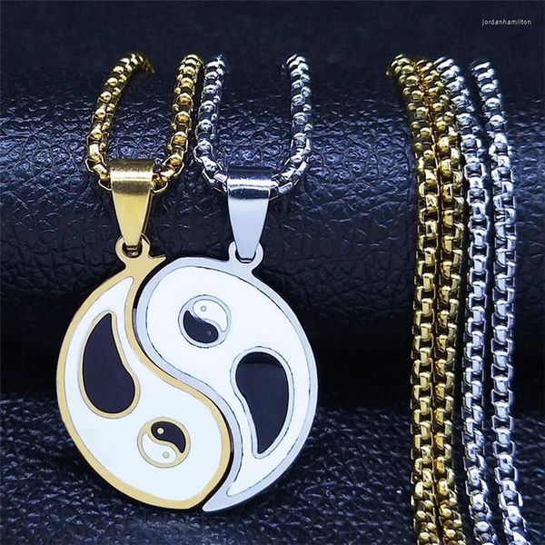 Collane con ciondolo 2 pezzi Coppia Yin Yang Yoga Gossip Collana in acciaio inossidabile Donna Uomo Regalo di San Valentino Gioielli Collier Femme N775S