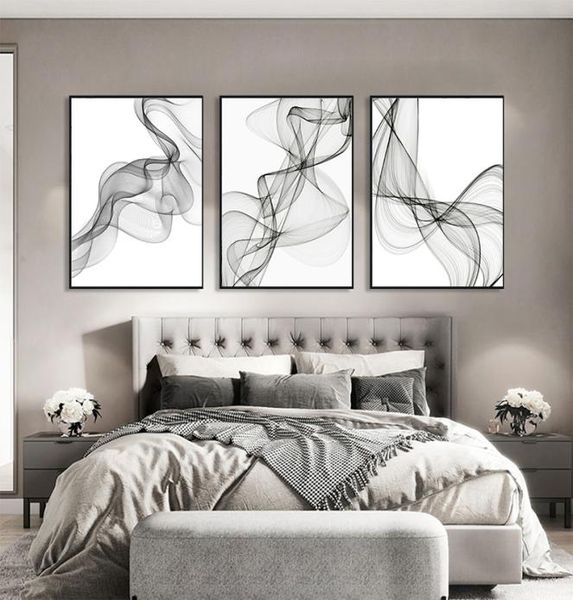 Nórdico preto branco arte da parede pintura em tela cartazes imprime linha abstrata imagem para sala de estar morden decoração casa sem moldura5542595