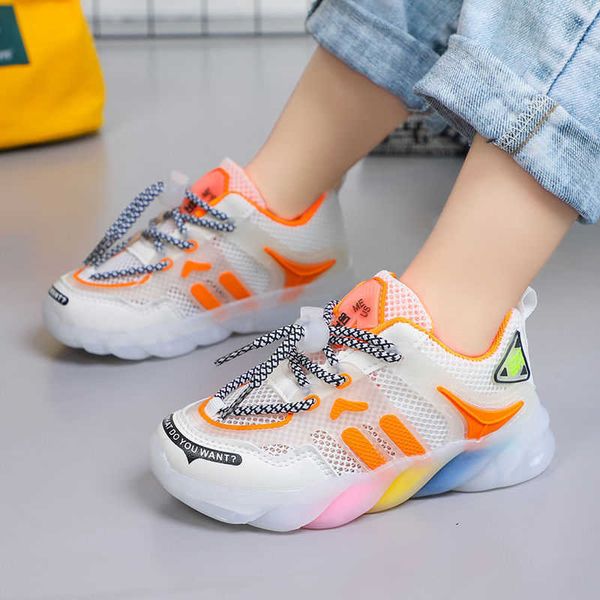 Athletic Outdoor Ragazzi Ragazze Scarpe Estate Casual Maglia Sneakers Traspiranti 2022 Nuova Versione Coreana Alla Moda Moda Vecchie Scarpe W0329