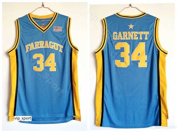 High School Kevin Garnett Jerseys 34 Men Blue Basketball Jerseys Sale Breathable Algodão Puro para fãs de esporte Top qualidade à venda