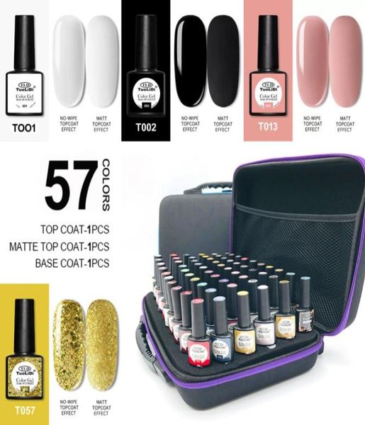 60pcs Gel Nail Polish Set Nu Glitter Semi Permanente UV Led Art Vernizes Híbridos Base Top Coat Nails1899327