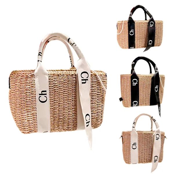 Moda Woody Travel Ráfias Embreagem Palha Beach Bag Luxury Tote Weave Designer Shopper Basket Womens Ombro Bolsas Fim de Semana Mens On The Go Crossbody Bolsa Tronco Bag