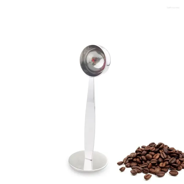 Kaffee Scoops 1pc Edelstahl Stand Tamper Löffel 2 In 1 Scoop Tragbare Pulver Messen Kaffee