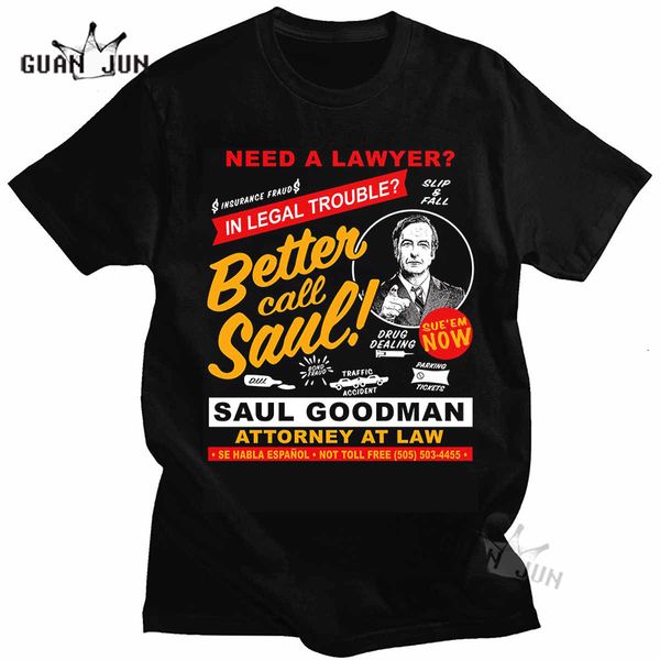 Mens Tshirts Better Call Saul Vintage Tam camiseta de grandes dimensões Tshirts 100% algodão unissex Heisenberg Breaking Bad Bad Tees