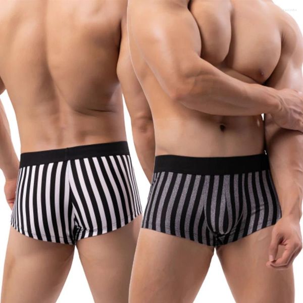 Mutande da uomo Boxer moda a righe stampate U mutandine convesse Pantaloncini comodi Intimo maschile Boxer a righe traspiranti