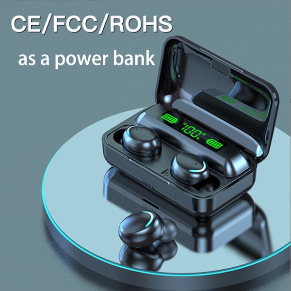 F9-5C Bluetooth Yüksek Güçlü TWS Kablosuz Mini Kulak Bluetooth Kulaklıklar Bir Power Bank DHL Teslimat olarak kullanılabilir