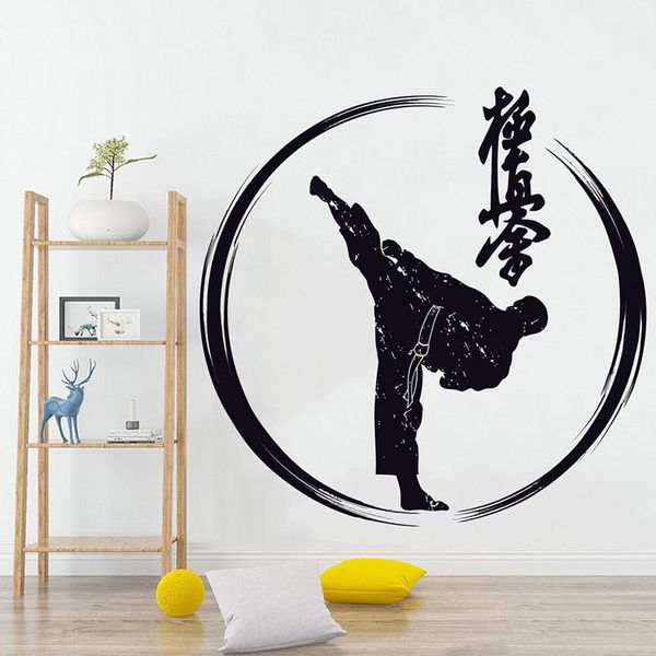 Adesivos de parede Karate Sports Art Vinil Papel de parede Decoração da sala de estar de ginástica Decalque Removível Pintura de parede Pintura de parede S190 230403