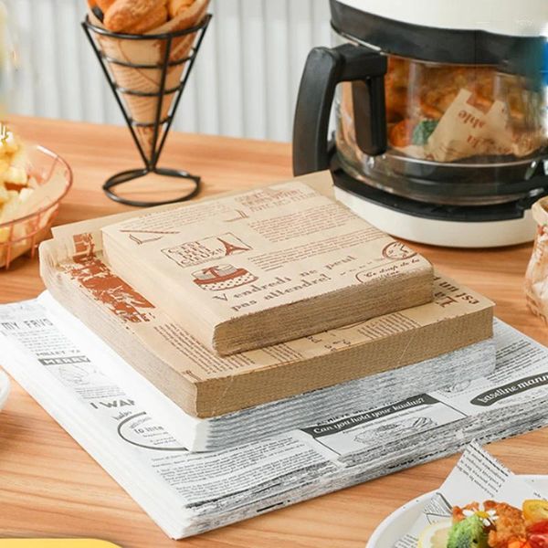 Pişirme Aletleri 100 PC Gıda Sarma Kağıdı İngilizce Desen Sandviç Burger Kızarık Kızarmış Plaka Mat Mumlu Yağlı