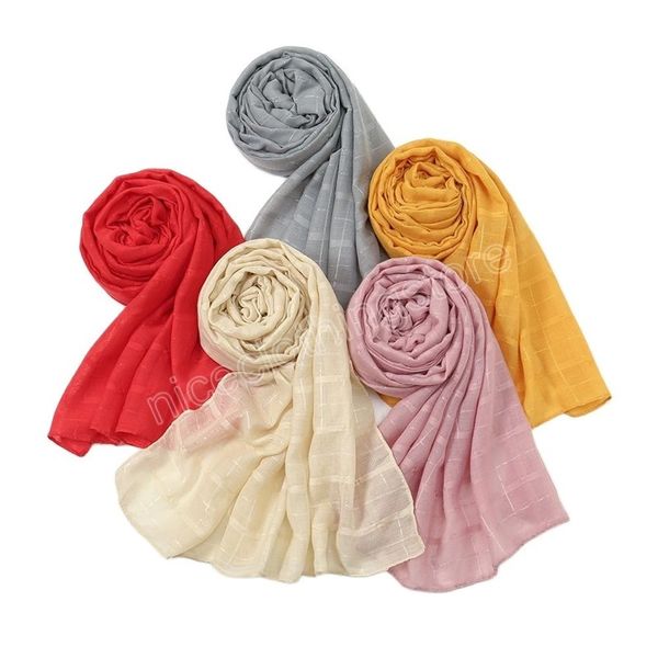 Paillettes Sciarpa di cotone Donne musulmane Hijab Cotone Scialle nero Sciarpe lunghe e traspiranti Avvolge la testa Foulard Foulard Bandana Ramadan