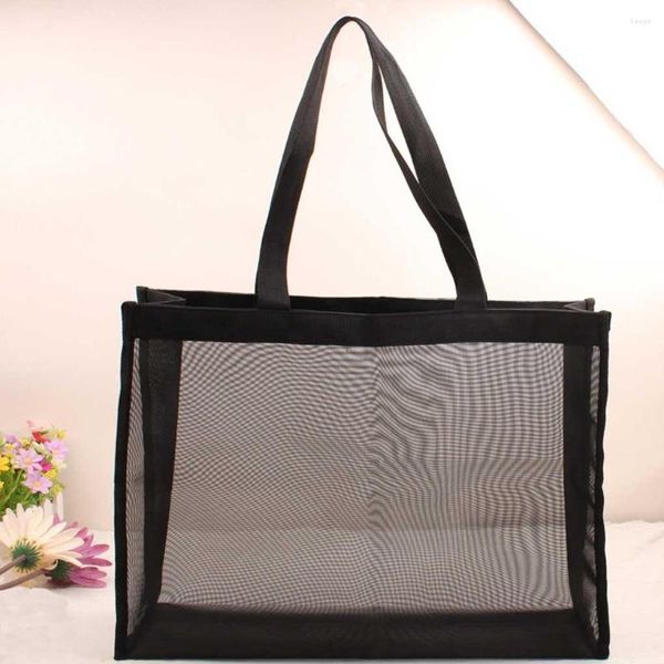 Aufbewahrungsbeutel Mesh-Strandtasche Mehrzweckkleidung Feuchtigkeitsfester Beutel mit Schultergurt Polyester-Handtaschen-Geldbörsen-Kappe im Freien