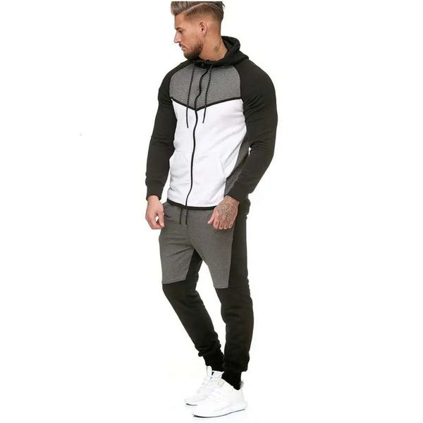 2023 herren Trainingsanzüge Mode Fleece Trainingsanzug Sport Anzüge Männer Patchwork Casual Kleidung Sets Zwei Stück Trendy Stil