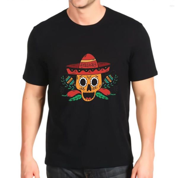 Herren T-Shirts Bedrucktes T-Shirt Mexikanischer Zuckerschädel Loses Oberteil Herrenanpassung Kurzarm Mode