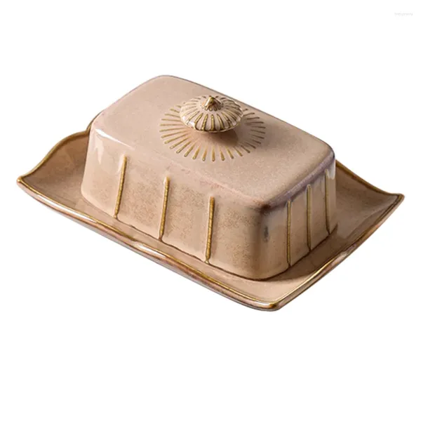 Set di stoviglie Tortiera quadrata Scatola per burro in ceramica Piatto delicato Piatto da dessert Vassoio portaoggetti Squisito