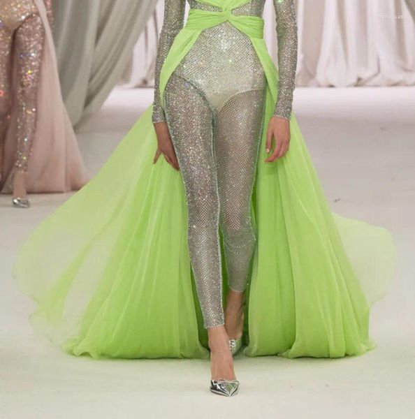 Юбки Est, весенне-зеленая длинная тюлевая накладка, всего 5 слоев, женская свадебная пачка со съемным шлейфом, юбка с запахом, макси