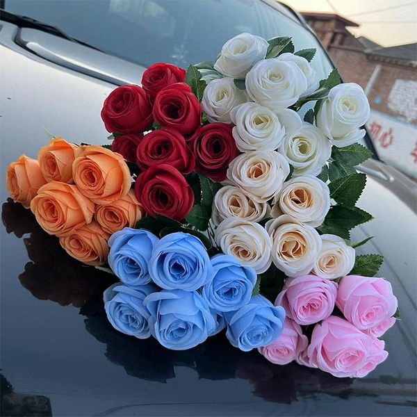 Flores decorativas de alta qualidade Seda Rose Casamento Acessórios para casa Decoração de casamento FLORES INTERIORES ARTIFICIALES PARA DOECORAÇÃO ESGURA