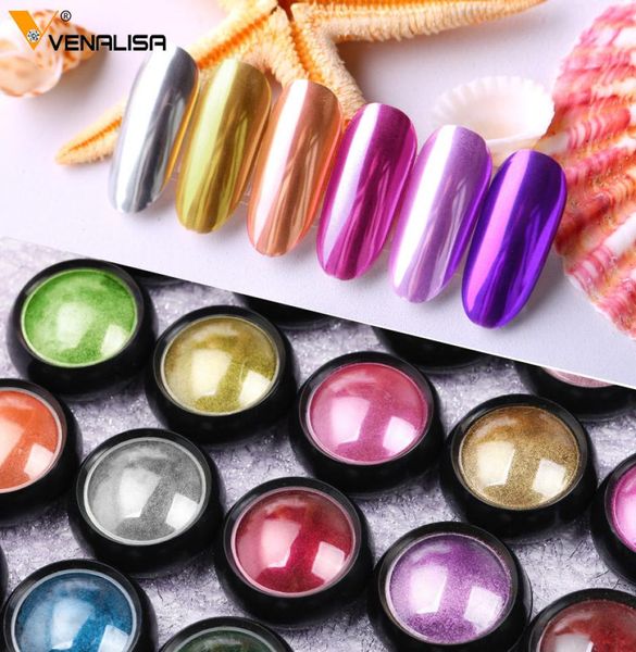 Specchio Glitter Polvere acrilica Colore metallizzato Nail art Gel UV Lucidatura Scaglie cromate Polvere di pigmenti Decorazioni Manicure8812269