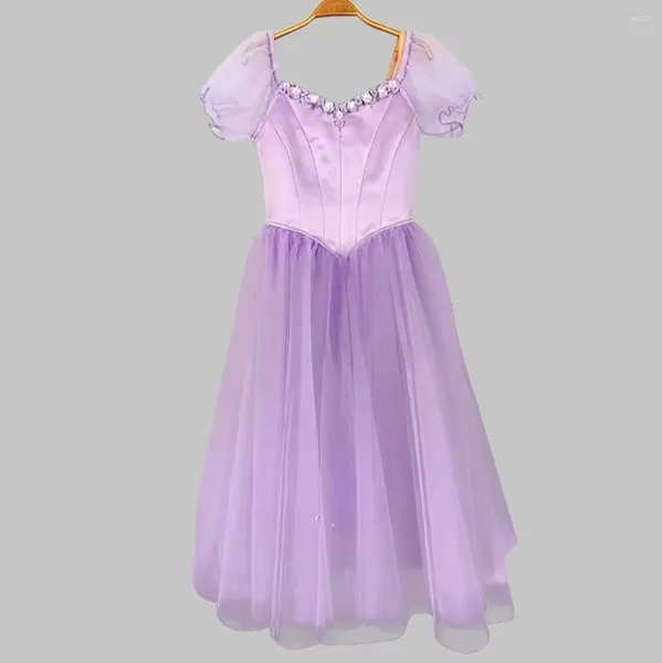 Palco desgaste crianças roxo fada profissional ballet tutu bailarina panqueca prato clássico desempenho traje vestido