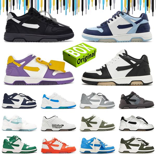 2024 scarpe firmate di lusso con scatola Out Of Office OOO Scarpe basse da donna in pelle di vitello da uomo Bianco Sabbia Arancione Viola Giallo Celadon Blu marino Azzurro Rosa Grigio chiaro 36-45