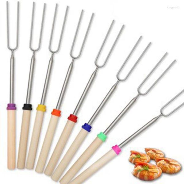 Werkzeuge Edelstahl einziehbare Grillgabel Outdoor BBQ Gebratene Hähnchenflügel Live Leg Stick Küche