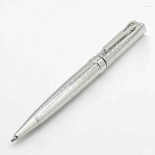 Penna a sfera di marca A-n-r di lusso, classica, tutto in argento, modello di intaglio squisito, materiale scolastico per ufficio