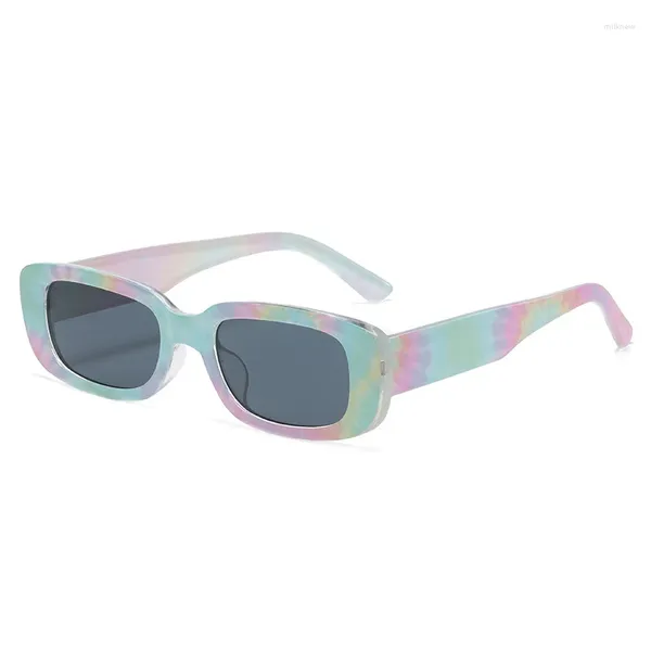 Sonnenbrille mit Blumenmuster, klein, quadratisch, bunt, für Damen, Mode, Mädchen, UV400, Metallscharnier