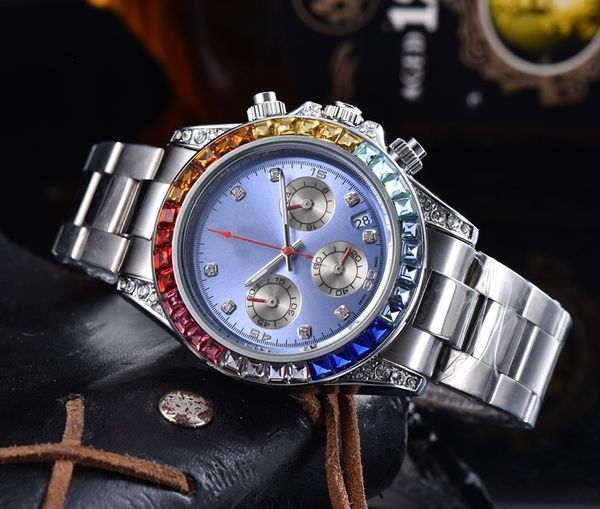 Novos relógios de pulso para homens 2023 Mens relógios todos os mostradores funcionam quartzo assistir de alta qualidade marca de luxo cronógrafo Relógio Rol Rol Steel Strap Montre de Luxe Dayt