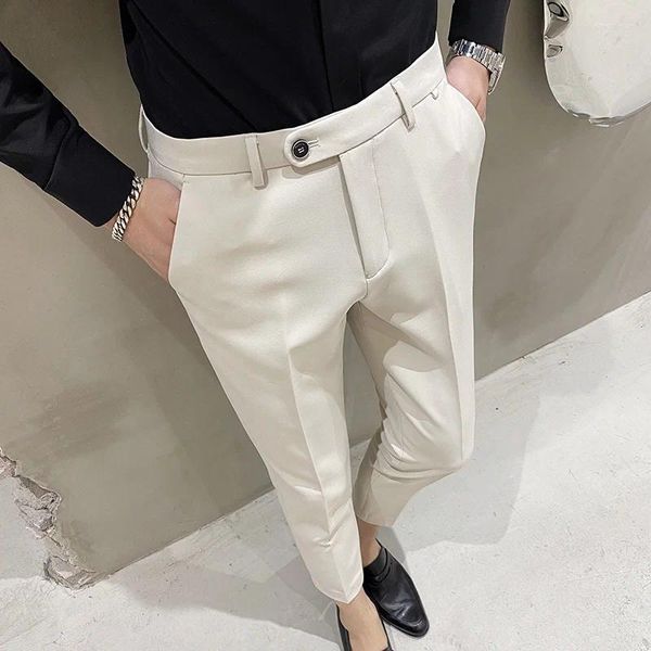 Ternos masculinos estilo britânico pantalon primavera outono sólido terno calças roupas 2023 negócios formal wear fino ajuste calças de escritório c98