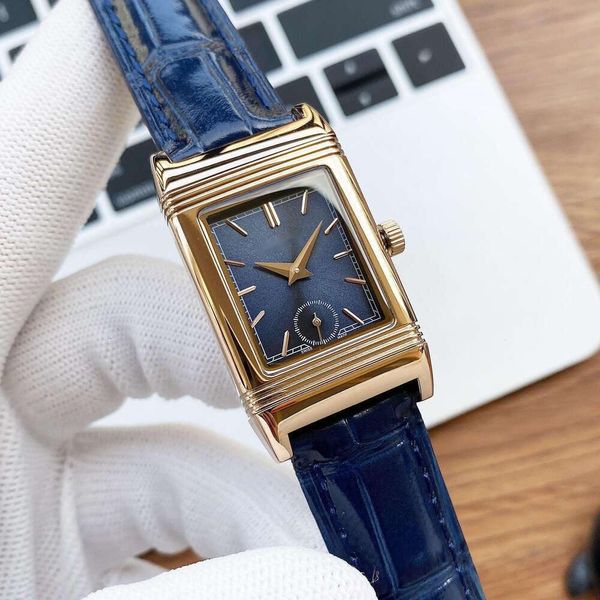 Uhren Damen neue teure 2023 Reverso-Uhr mit Box GWTF Saphir-Lederarmband hervorragende Schweizer Quarzuhren Lady Monter Jager LUXE