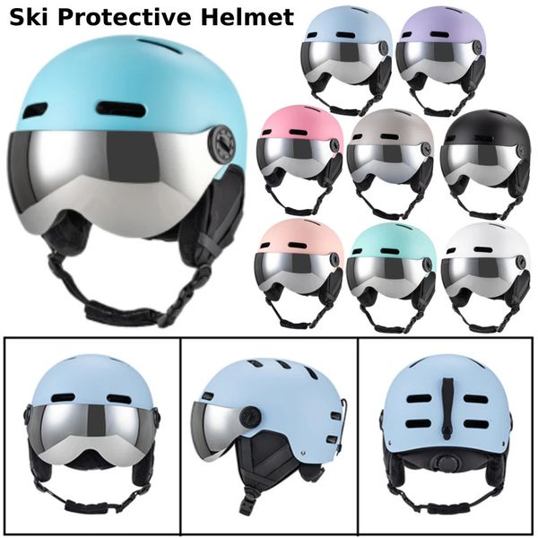 Óculos de esqui Capacete de esqui de inverno Capacete de snowboard à prova de vento com óculos de motocicleta Capacete de skate Esporte Capacetes de esqui Acessórios de esqui 231102