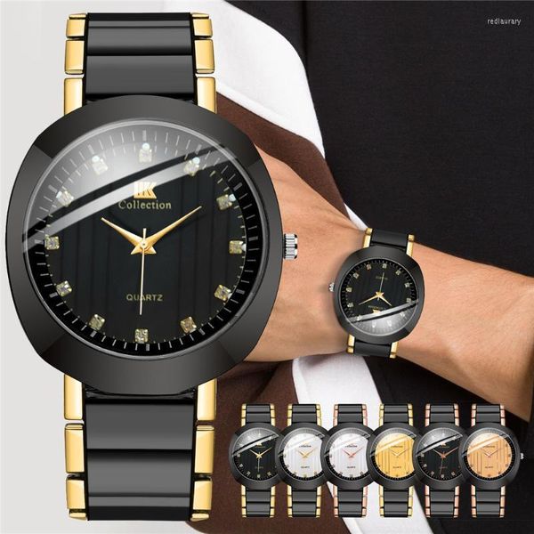 Нарученные часы роскошные простые страза Мужчина Бизнес Смотреть мужская мода из нержавеющей стали Quartz Watches relogio masculino