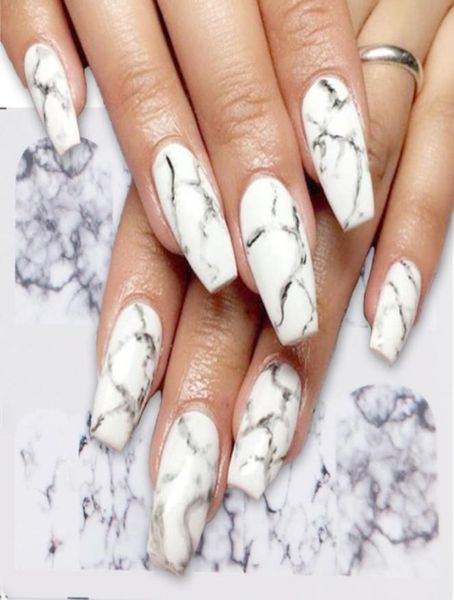 Adesivo per nail art in marmo bianco sfumato nero Inverno Cursori per il trasferimento dell'acqua fai-da-te per lo strumento per decorazioni manicure8432673