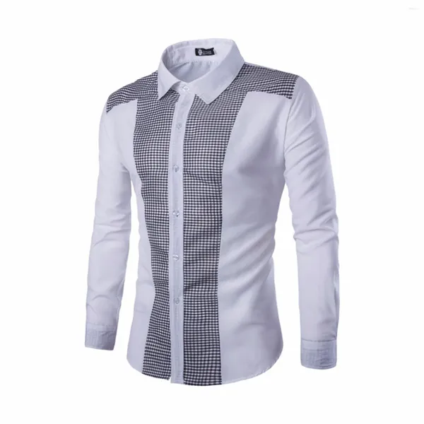 Camisas casuales para hombres Traje formal de manga larga Blusa ajustada Top Camisa de lino de algodón Ropa Hombre