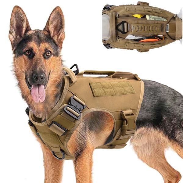 Hundehalsbänder, Leinen, taktisches Molle-Geschirr für große Weste mit Seitentaschen, Taschen, Militärdienst, Arbeitstraining, 230403