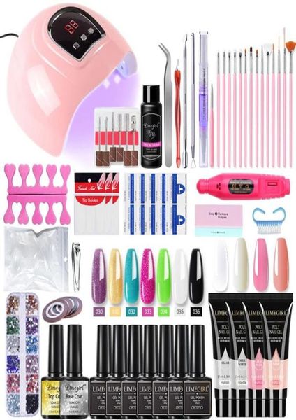 Nail Art Kits Limegirl Extension Gel Set Acryl Nagellack Kit mit UV LED Lampe für Starter Tools SetNail6573652