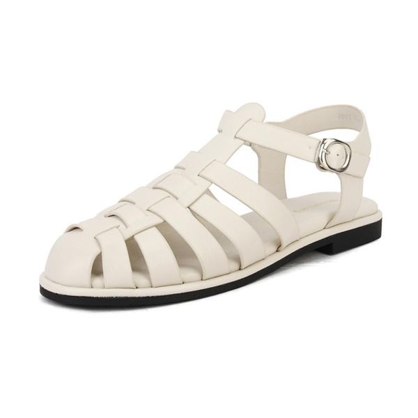 Sandali Gladiatore per donna Scarpe estive punta chiusa Carino nero piatto Roma Moda Sandalias De Mujer Grandi dimensioniSandali