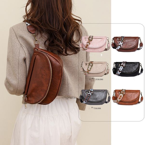 Retro pu bel çantaları baskı kayışı fanny paketi kemer göğüs çantası moda özelleştirilmiş tasarım kadın omuz crossbody cüzdan