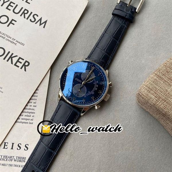 Limited New Chase Second IW371222 quadrante blu cronografo al quarzo Miyota orologio da uomo cronometro cassa in acciaio cinturino in pelle orologi da uomo H268G