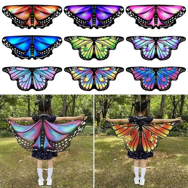 Lenços crianças borboleta asas capa meninas fada xale pixie capa fantasia vestido traje presente