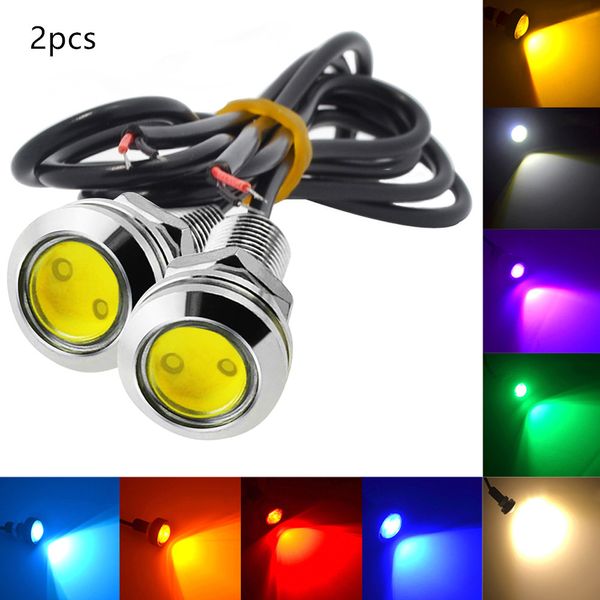 2pcs Novo carro de 18 mm faróis nublados Eagle olhe silver shell drl LED LUZES DIA DIA DIA LED 12V Backup revertendo o sinal de estacionamento Automobiles Lamp