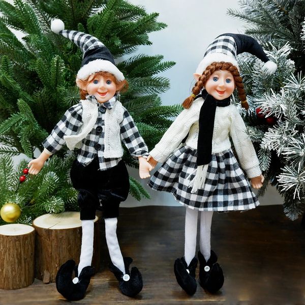 Decorações de Natal 2 Pcs Elf Casal Boneca Decoração Home Tree Decor Pingente Enfeites Elves Lindo Brinquedo Ano Navidad Natal 231102